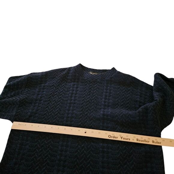 Brandini Sweater Mens Large Navy Blue Wool Textured Zigzag Knit Pullover Italy - Picture 6 of 7